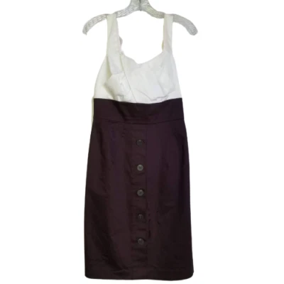 Worthington Sleeveless Sheath Dress Size 10 Bust 34" Brown White Colorblock Zip - Image 1 of 4