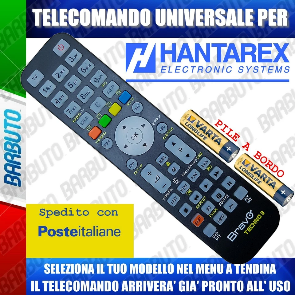 TELECOMANDO UNIVERSALE HANTAREX CLICCA SUL TUO MODELLO E LO RICEVERAI GIA PRONTO - Immagine 1 di 1