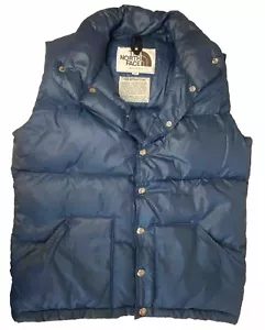 The North Face 1970’s BROWN LABEL Down Puffer Vest Blue USA Made VTG Men’s Sz XS - Picture 1 of 20