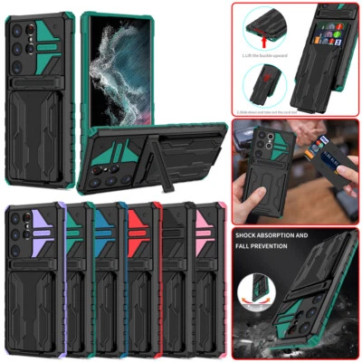For Samsung Galaxy S23 Ultra S23 + Shockproof Phone Case With Card Holder Cover - Image 1 of 4