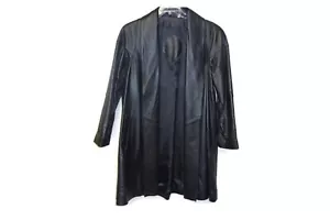Abrigo de cuero para mujer Preston & York cuello de chal negro ropa exterior largo nuevo pequeño - Imagen 1 de 4