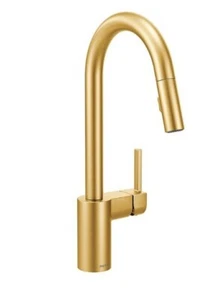 Moen Align Modern Kitchen Pulldown Faucet with Reflex Power Clean Brushed Gold - Picture 1 of 2