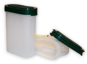 2 Tupperware Spice Shakers Set Modular Mates 4 & 8 oz. Sizes Hunter Green ❤ - Picture 1 of 2