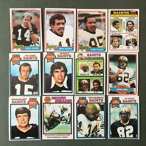 Lot 12 cartes NFL New Orleans Saints TOPPS 1979 1980 1981 Football Américain