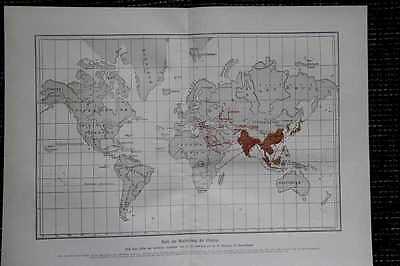 Weltkarte Ausbreitung Der Cholera KARTE Von 1906 Choleraverbreitung Auf Der Welt • 9.12€