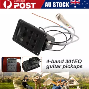 Fishman 4 Band 301 EQ Tuner Piezo Mic Preamp Acoustic Guitar Pickup Preamp Black - Picture 1 of 12