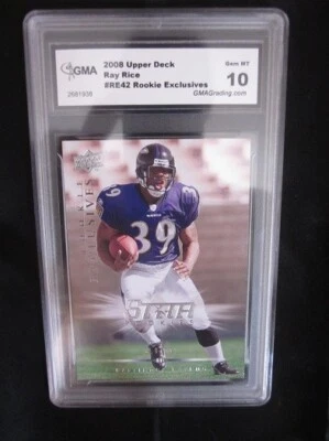 RAY RICE RAVENS 2008 ROOKIE EXCLUSIVES # RE42 GRADED 10  - Image 1 of 2
