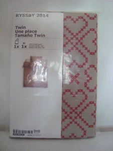 IKEA RYSSBY Twin Bettbezug Kissenbezug Bettset Beige Rot Herzen Made in Poland - Bild 1 von 10