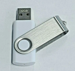 USB Flash Drive 32GB - Unbranded - USB 2.0 - FAT32 Format for Multimedia - White - Picture 1 of 4