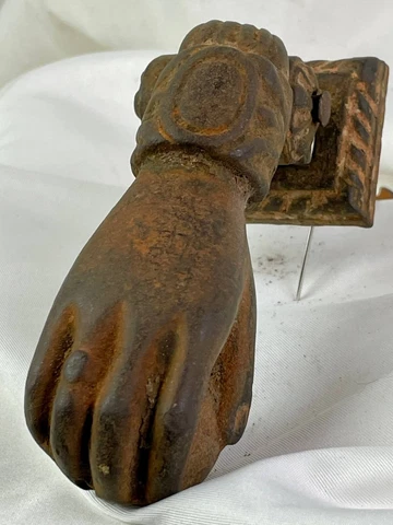 Authentic Antique ( 1880’s) Cast Iron Door Knocker the Hand of Hamsa, Fatima Cover
