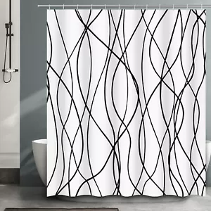 Cortina de ducha impermeable de tela 71x71"" de moda a rayas graffiti baño decoración - Imagen 1 de 11