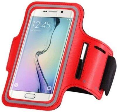 Red 15cm x 9cm Sport Running Gym Jogging Phone Arm bags Reflector Key Pocket - Image 1 of 2