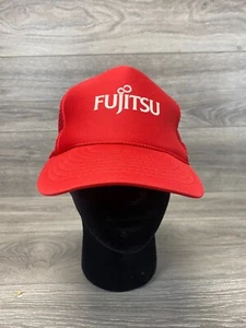 Hat Cap Fujitsu Snapback Advertisement Trucker Red Rope Cap Vintage - Picture 1 of 7