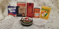 Vintage German Dutch European MINIATURE dollhouse food & other boxes tins