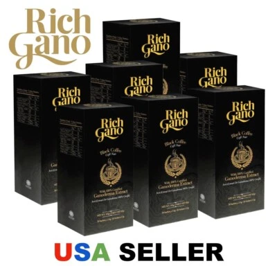 7 RICH GANO Gold Black Coffee Premium Gourmet Ganoderma Mushroom 100% - Image 1 of 4