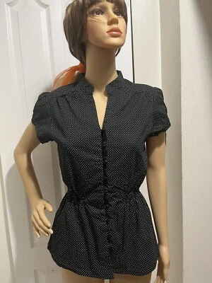 Blusa negra a lunares Charlotte Russe para mujer talla L Foto 1 de 4