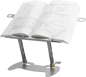 Metals Book Stand for Reading,Base with Non-Slip Pads Adjustable Textbook White - Picture 1 of 11