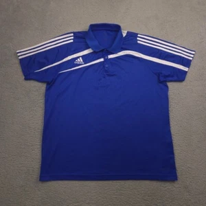 Adidas Climalite Polo Mens XL Blue White Stripe 3 Stripe Activewear Shirt - Picture 1 of 12