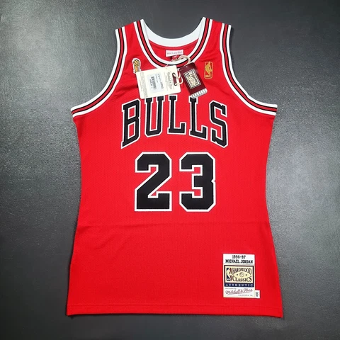 100% Authentic Michael Jordan Mitchell Ness 96 97 Flu Game Bulls Jersey 40 M Men Cover