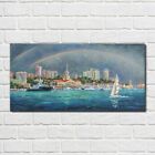 Acrylglasbild Wandbild Plexiglas 100x50 Gemlde Hafen schiffe Regenbogen