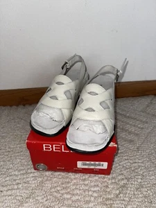 Bellini Women's White LEATHER Strappy Slingback Open Toe Sandal 3052 Factor 9.5 - Picture 1 of 9
