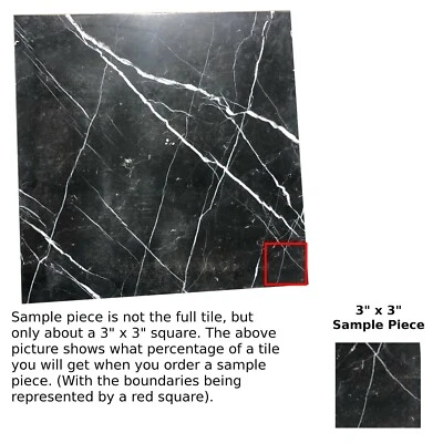 Black Marble Tile Floor Remodel About 3x3 SAMPLE PIECE TS-47 - Image 1 of 4