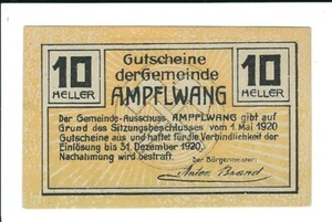 Notgeld - Österreich - Marktgemeinde Ampflwang -Oberösterreich- 10 Heller -1920 - Picture 1 of 2