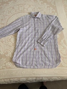 Thomas Pink Mens Dress Shirt French Cuff Multicolor Check Size 15.5 - Picture 1 of 7