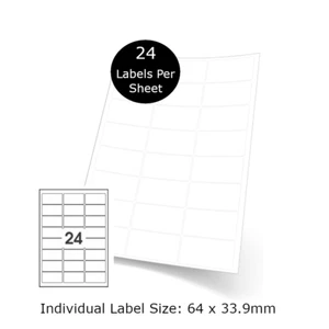 Blank Address Labels / Stickers 24 Per Sheet (64 x 33.9mm) - Picture 1 of 1