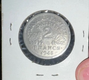 Vitchy France 2 Francs 1943 Pattern Coin Bazor UNC Aluminum French Coin - Picture 1 of 2