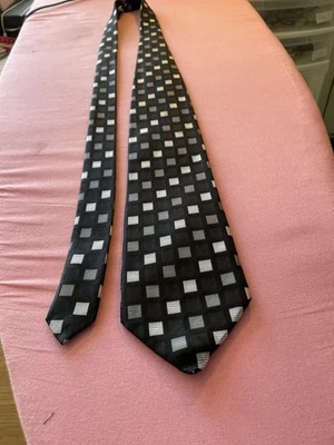 Corbata de diseñador geométrica negra y gris ROBERTO VILLINI Couture 100 % seda para hombre Foto 1 de 4