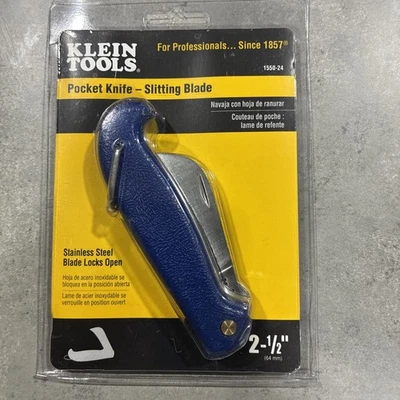 Cuchillo de bolsillo Klein Tools 1550 24 hoja de carey de 2,5 pulgadas mango azul Foto 1 de 2