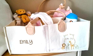Personalised safari animals nappy Caddy, diaper organised, baby shower blanket - Picture 1 of 5