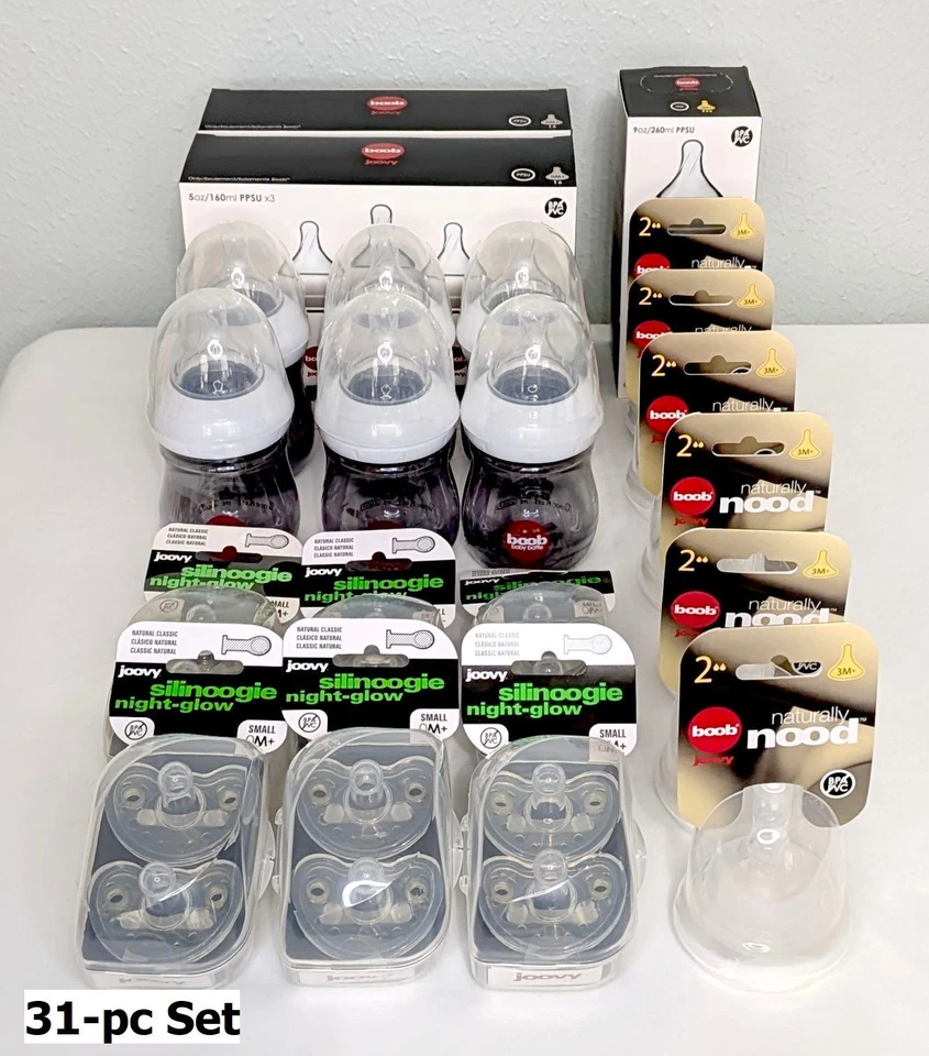 Joovy Boob 31-Pc Set LOT 0M+ to 3M+  Silinoogie Pacifier Nipples Bottles Colic - Image 1 of 1