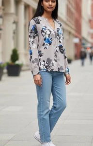 Neu ohne Etikett Jennifer Lopez langärmliger Damenpullover lavendelblau Freizeitbluse - Bild 1 von 15