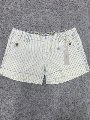 Pantalones cortos Miss Me Collection para mujer mezcla de lino azul blanco a rayas talla grande Foto 1 de 4