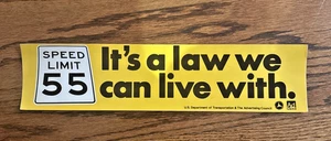 KOSTENLOSER VERSAND! Speed Limit 55 It's a Law We Can Live With Autoaufkleber 70er Jahre - Bild 1 von 6