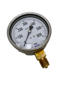 Manómetro WIKA 0 - 600 bar 1/2" conexión manómetro de muelle tubular Ø 100 mm Kl. 1,0 - Imagen 1 de 2