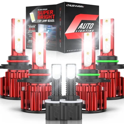 For Chevrolet Monte Carlo 2000-2005 6X Front LED Headlights + Fog Lights Bulbs - Image 1 of 4