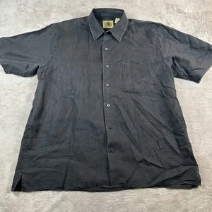 Camisa hawaiana Pusser’s West Indies para hombre 100 % lino negra abotonada grande - Imagen 1 de 6