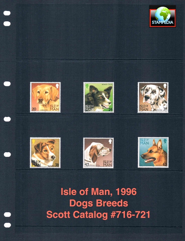 $6.50 Scott Value - 1996 ISLE OF MAN GB UK Pets Dogs Breeds CV MNH NH UMM - Image 1 of 4