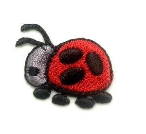 Embroidered Iron-On Applique Ladybug, 1+1/8 x 7/8 inch black/red - Picture 1 of 1