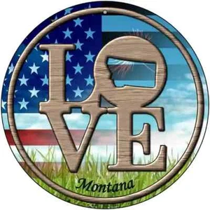 Love Montana Neuheit rundes rundes Blechschild 8" Haus Garage Wand - Bild 1 von 1