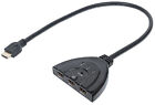 Commutateur HDMI 3 ports avec câble intégré. Type Pigtail, Manhattan 207423