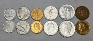 Lot of 6x Coins Italy - 5-200 Lire Type Set - 1950's and Up Post-War Dates - Picture 1 of 4