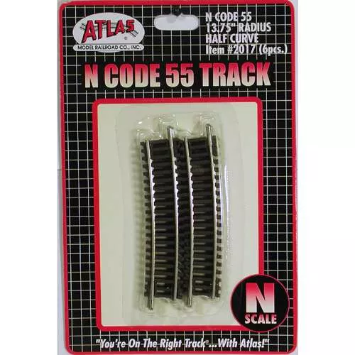 Atlas 2017 N Scale Code 55 13.75" Radius Half Curve - 6pck - Image 1 of 1