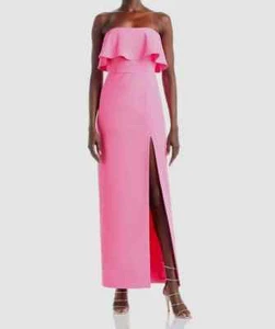 Aidan Mattox womens Strapless Popover Long Column Gown size 6 Neon Pink $220 - Picture 1 of 13