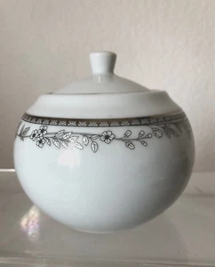 Gorham Flowering Meadow Fine China Sugar Bowl Gray Platinum - Picture 1 of 6