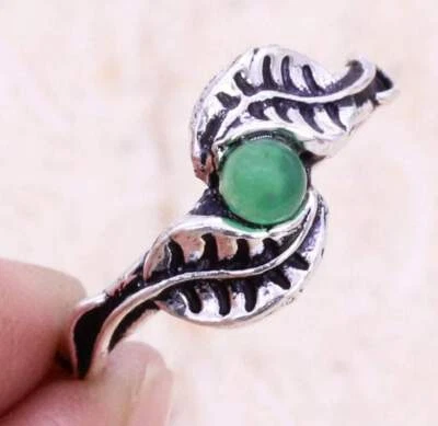 Anillo hecho a mano enchapado en plata 925 de ónix verde de EE. UU. talla 6,75 étnico Foto 1 de 3