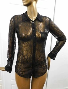 Equipment Femme blusa nera con bottoni in pizzo taglia L - Foto 1 di 4
